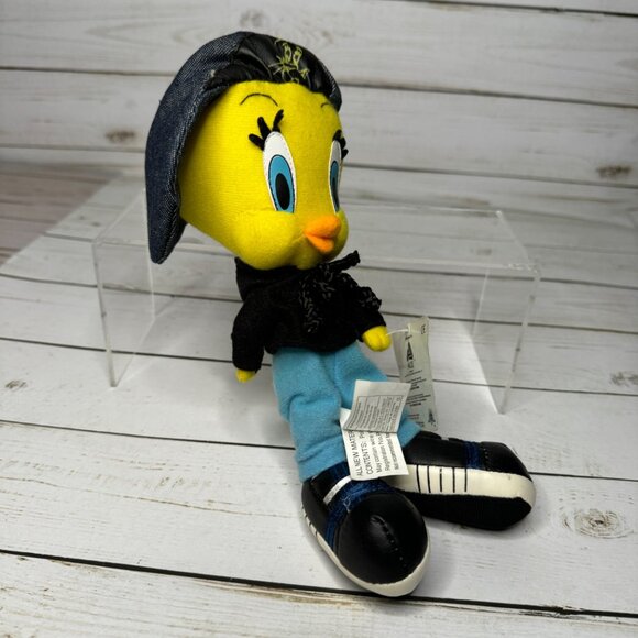 Looney Tunes Hip Hop Rap Tweety Bird 9" Plush Toy In Denim Hat & Jeans - Picture 2 of 7